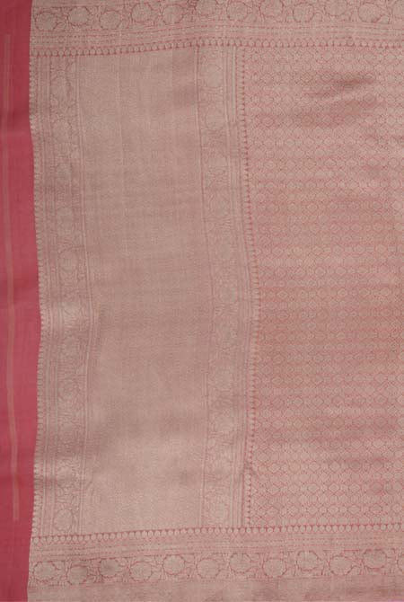 Peach banarasi brocade organza saree