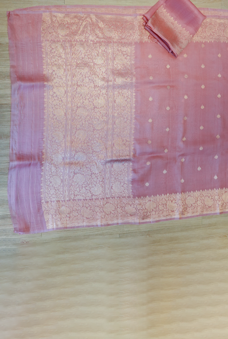 Dark Peach banarasi organza saree