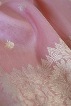 Dark Peach banarasi organza saree