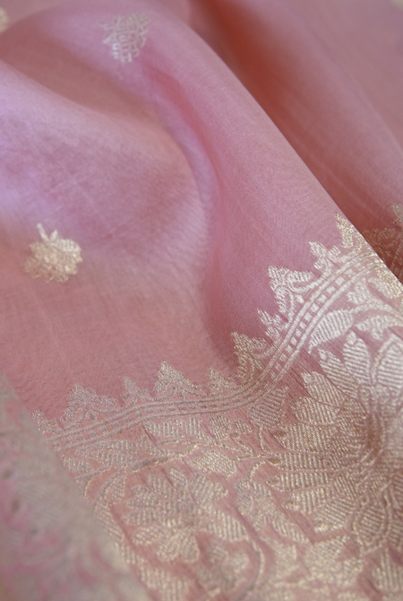 Dark Peach banarasi organza saree
