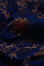 Royal blue with purple border dupion silk banarasi saree