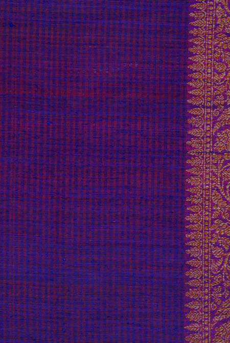 Royal blue with purple border dupion silk banarasi saree