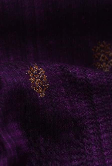 Purple with pink border banarasi dupion silk saree