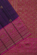 Purple with pink border banarasi dupion silk saree