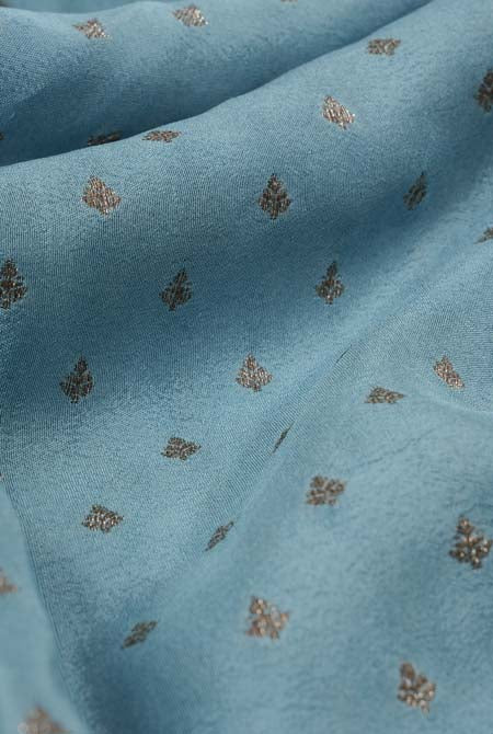 Blue-green border crepe chiffon banarasi saree