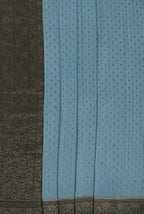 Blue-green border crepe chiffon banarasi saree