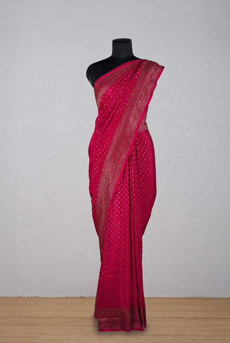 Raani crepe chiffon banarasi saree