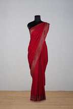 Red crepe chiffon banarasi saree