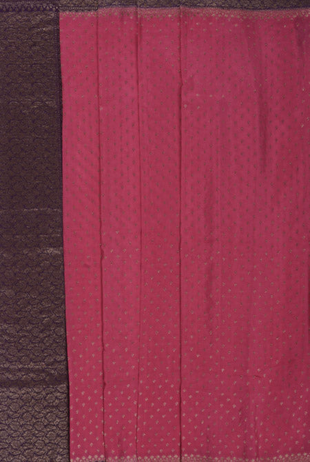 Pink-purple border crepe chiffon banarasi saree