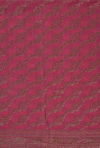 Yellow-Pink border crepe chiffon banarasi saree