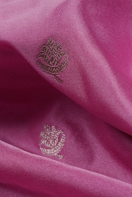Pink with maroon border mashru silk banarasi saree