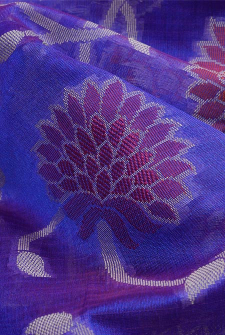 Purple banarasi cotton zaal saree
