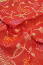 Red banarasi cotton zaal saree