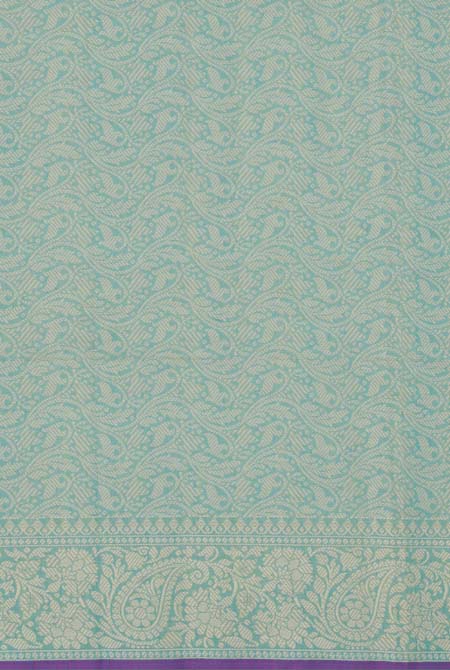 Teal green banarasi cotton butti border saree