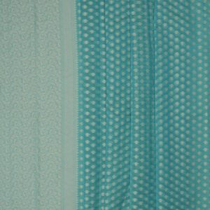 Teal green banarasi cotton butti border saree