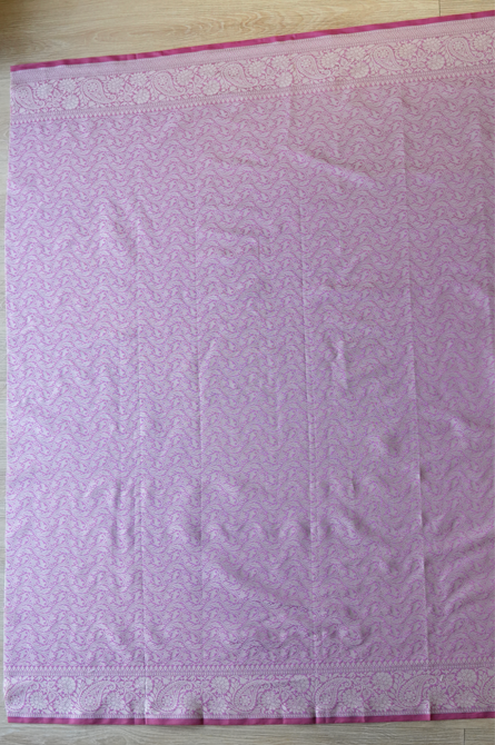 Pink banarasi cotton butti border saree
