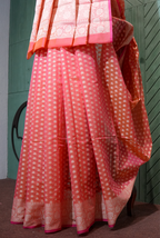 Pinkish peach banarasi cotton butti border saree