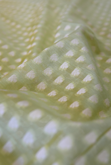 Pista banarasi cotton butti border saree