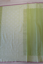 Pista banarasi cotton butti border saree