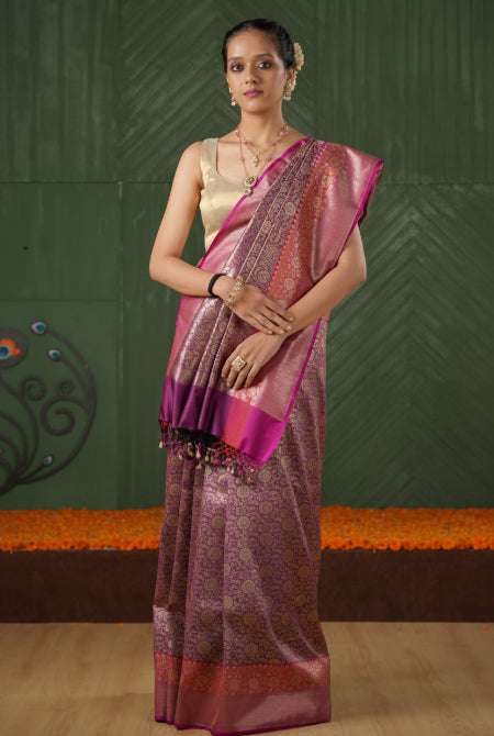 Magenta raani banarasi brocade saree