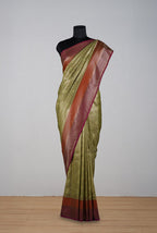 Pista green magenta banarasi brocade saree