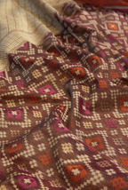 Brown banarasi cotton patola wave saree
