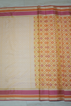 Yellow banarasi cotton patola wave saree