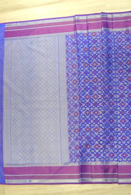 Purple banarasi cotton patola wave saree