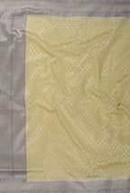 Light yellow grey border chinia banarasi saree