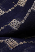 Navy blue orange border chinia banarasi saree