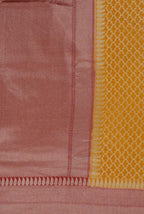 Light yellow red border chinia banarasi saree