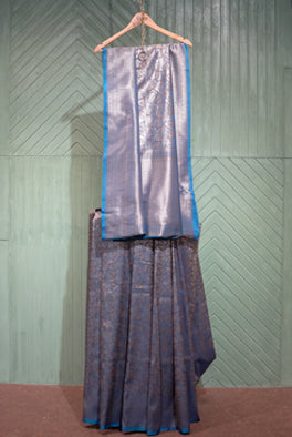 Deep blue soft silk banarasi saree