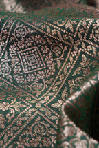 Bottle green soft silk banarasi saree