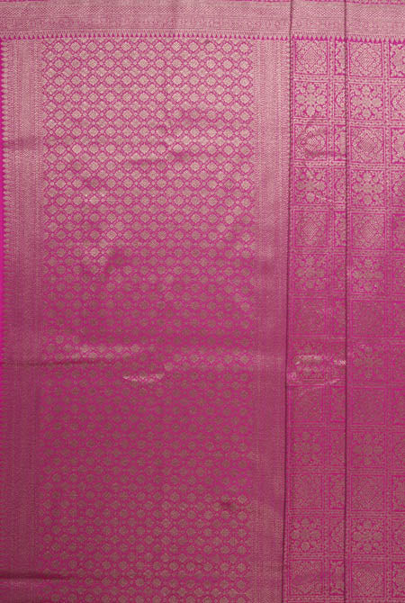 Magenta pink soft silk banarasi saree