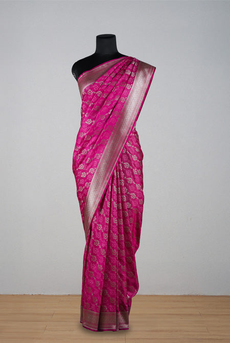 Rich magenta soft silk banarasi saree