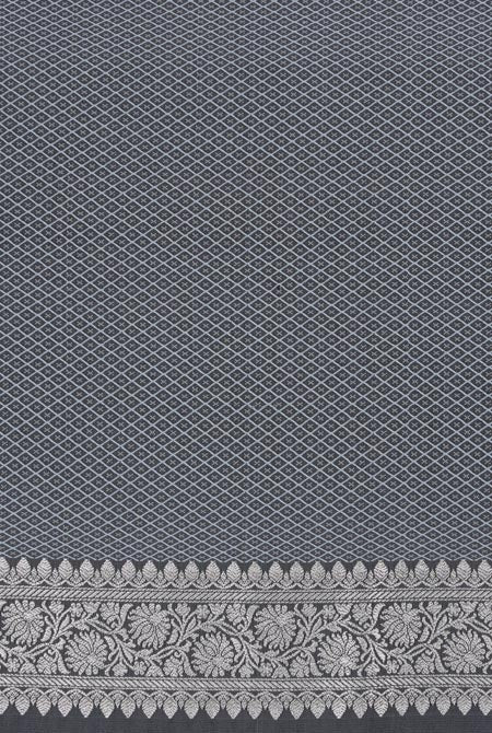 Dark grey Tanchoi silk banarasi saree