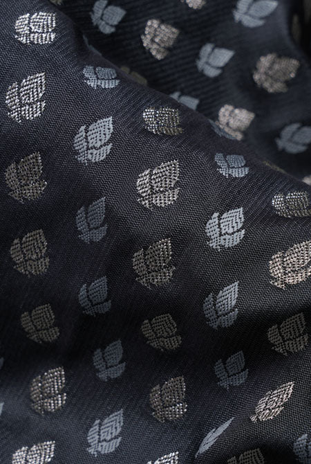 Dark grey Tanchoi silk banarasi saree