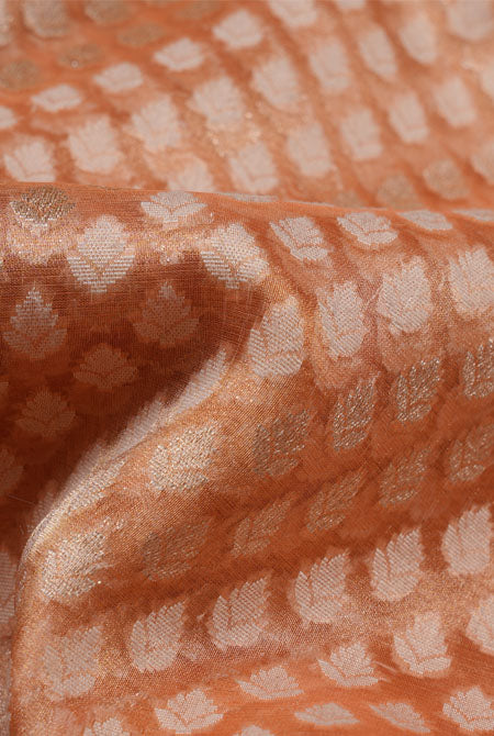 Pastel orange kora organza banarasi saree