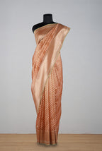 Pastel orange kora organza banarasi saree