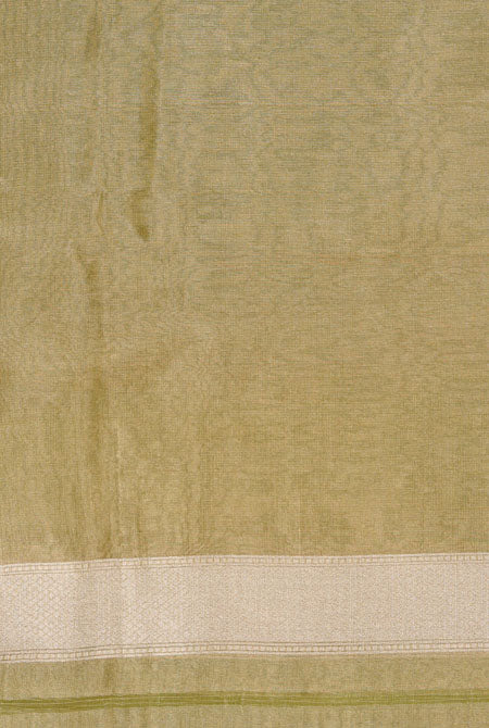 Pastel mehndi kora organza banarasi saree