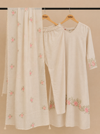 Beige embroidery kurta set with duppata