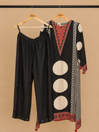Black muslin printed kurta set