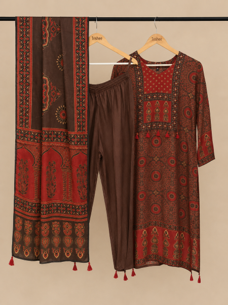 Brown kurta set with duppata