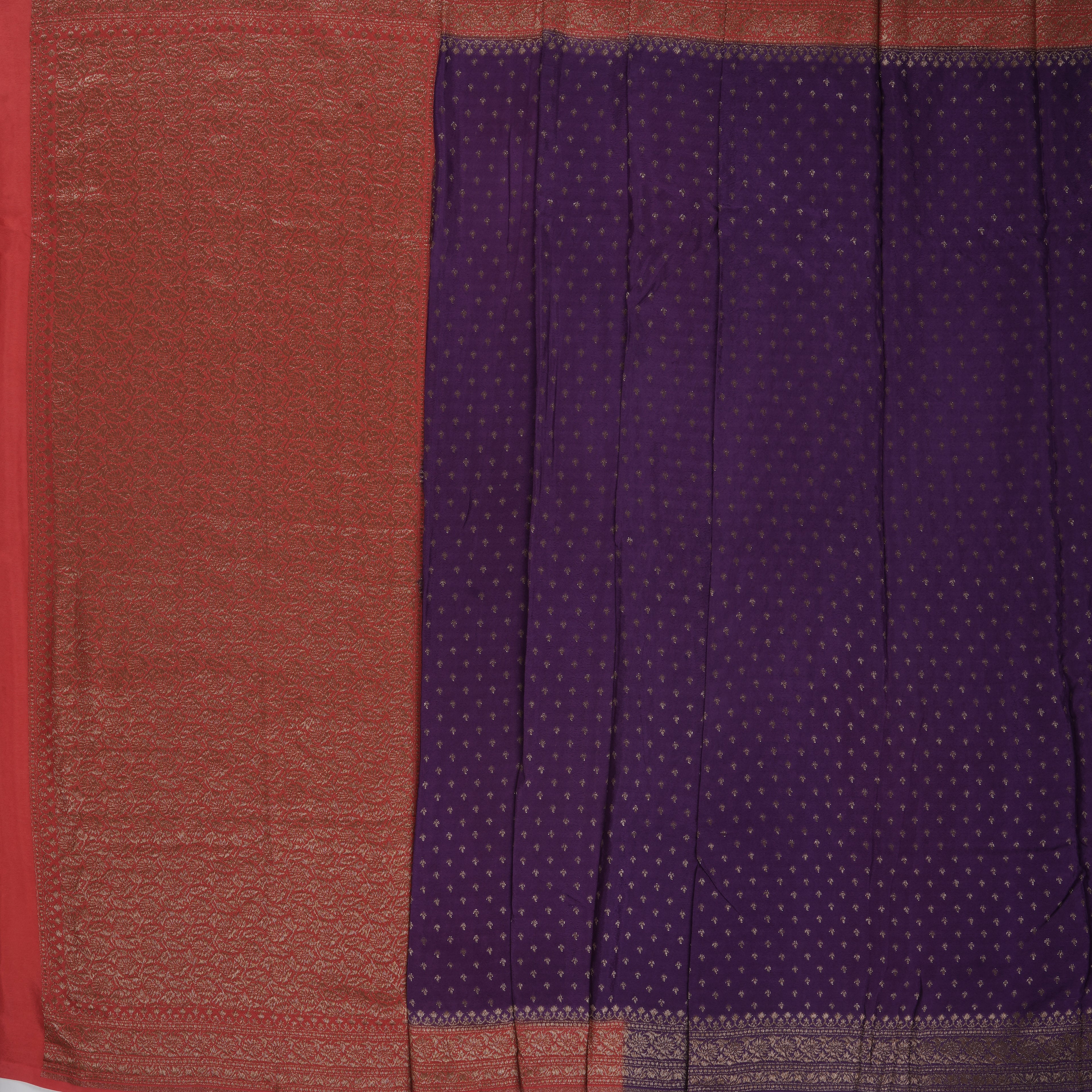 Purple-red border crepe chiffon banarasi saree