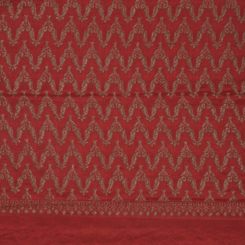 Purple-red border crepe chiffon banarasi saree