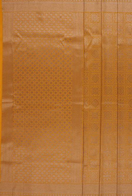 Mustard yellow soft silk banarasi saree