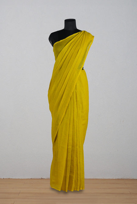 Yellow Linen saree