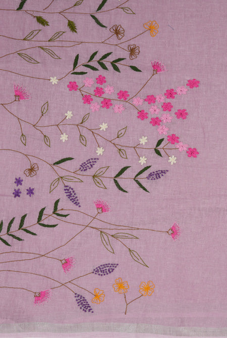 Lavender linen saree
