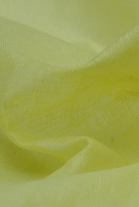 Lemon yellow linen saree