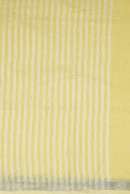 Lemon yellow linen saree